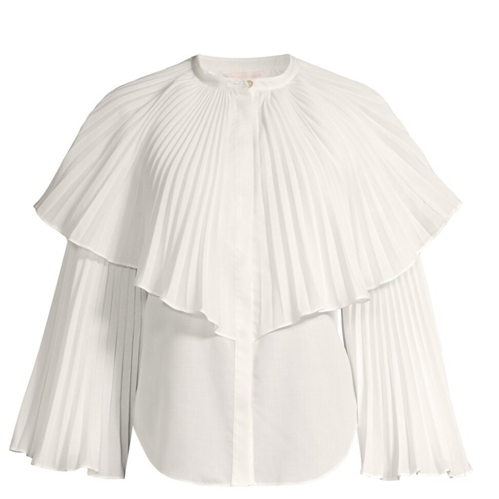 Rebecca Taylor long sleeve voile plissé blouse